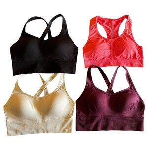 VS‎ Pink & RBX Lot Of 4 Sports Bras Racerback Criss Cross Padded Pink White S/M